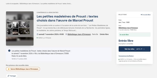 Les Petites Madeleines de Proust : une lecture gratuite pour redécouvrir l&rsquo;écrivain à Paris