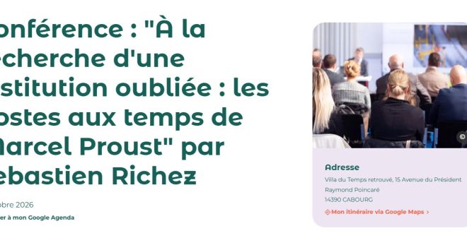 Marcel Proust et la Poste : une conférence originale à Cabourg le 21 octobre 2026