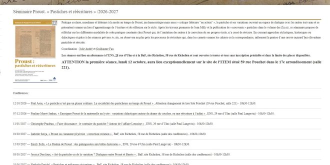 Marcel Proust : un cycle de conférences explore les secrets de son écriture jusqu&rsquo;en mai 2027
