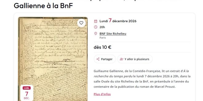 Guillaume Galienne donnera voix à Marcel Proust lors d&rsquo;une soirée exceptionnelle à la BnF